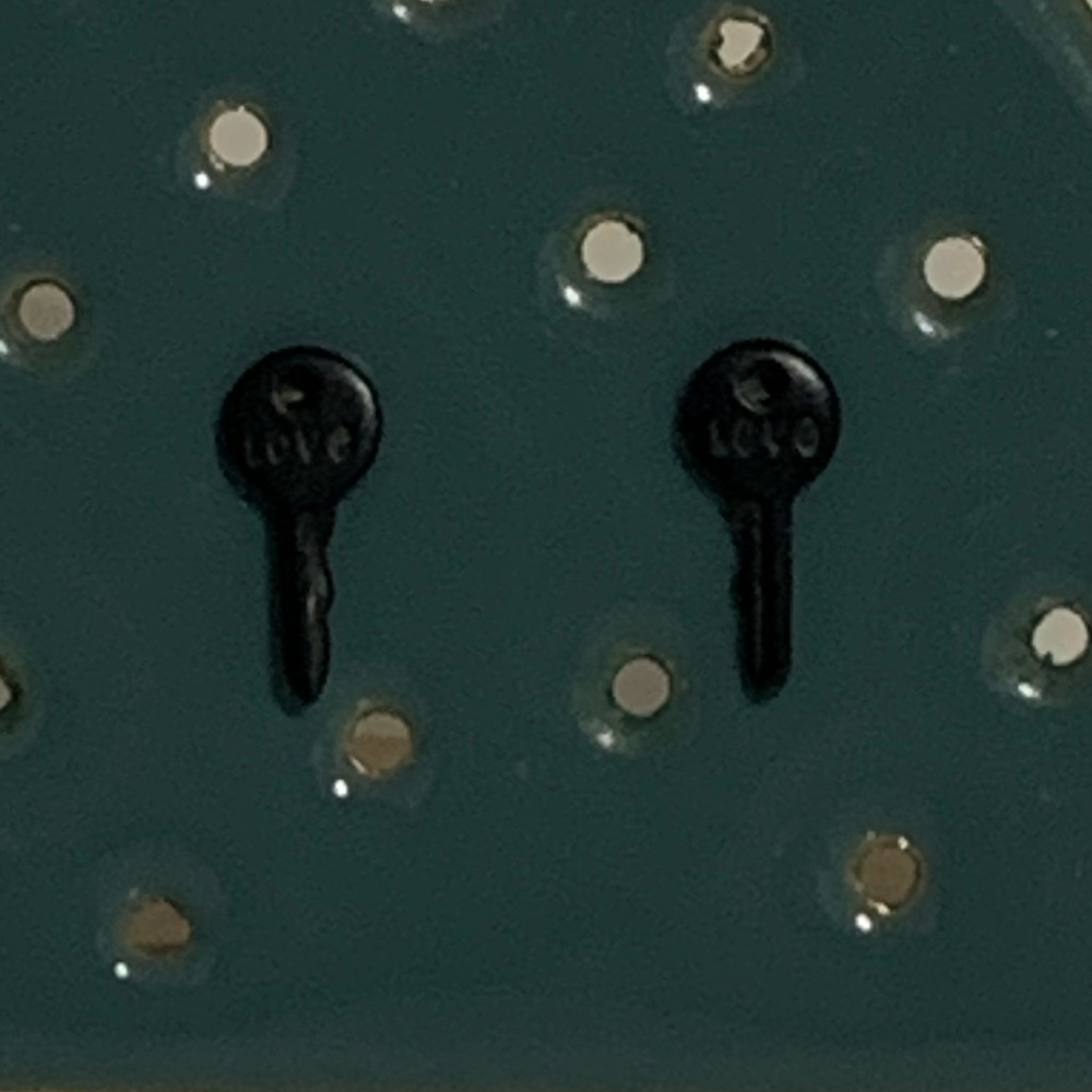 The Giving Keys Matte Black “Love” Mini Key Post Earrings. - Picture 2 of 10